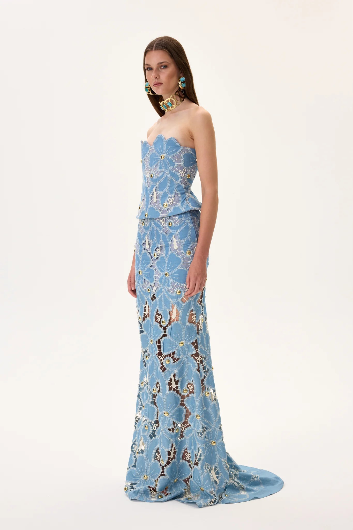 SS26-S-1003-36 raisa_vanessa denim-lace-maxi-skirt-with-gold-metal-centered-flower-embroidery
