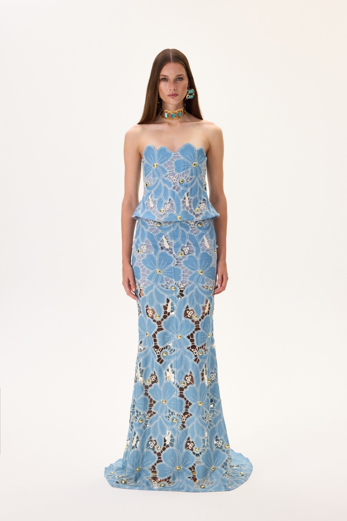 SS26-S-1003-34 raisa_vanessa denim-lace-maxi-skirt-with-gold-metal-centered-flower-embroidery
