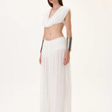 Chiffon Pants Detailed With A Rope-Tied Ruched Waistband