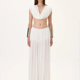 Chiffon Pants Detailed With A Rope-Tied Ruched Waistband