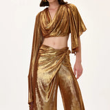 SS26-T-1009-40 raisa_vanessa bronze-metallic-jersey-cowl-neckline-backless-crop-top-with-asymmetrical-sleeves
