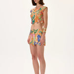 SS26-T-1018-36 raisa_vanessa orange-pleated-viscose-multi-color-flower-printed-top-with-gold-foil-accents