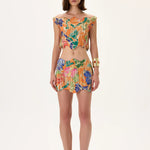 SS26-T-1018-34 raisa_vanessa orange-pleated-viscose-multi-color-flower-printed-top-with-gold-foil-accents