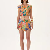 SS26-T-1018-34 raisa_vanessa orange-pleated-viscose-multi-color-flower-printed-top-with-gold-foil-accents