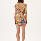 SS26-T-1018-38 raisa_vanessa orange-pleated-viscose-multi-color-flower-printed-top-with-gold-foil-accents