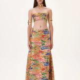 SS26-T-1022-34 raisa_vanessa orange-pleated-viscose-multi-color-flower-printed-mini-dress-with-gold-foil-accents-1