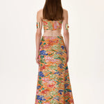 SS26-T-1022-38 raisa_vanessa orange-pleated-viscose-multi-color-flower-printed-mini-dress-with-gold-foil-accents-1