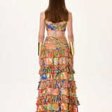 SS26-T-1023-38 raisa_vanessa orange-pleated-viscose-multi-color-flower-printed-crop-top-with-gold-foil-accents