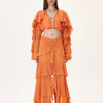 SS26-T-1029-34 raisa_vanessa orange-chiffon-crop-top-with-ruffled-sleeves-and-stoned-neckline