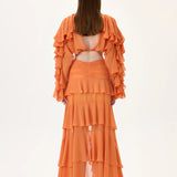 SS26-T-1029-38 raisa_vanessa orange-chiffon-crop-top-with-ruffled-sleeves-and-stoned-neckline
