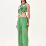SS26-T-1030-36 raisa_vanessa chiffon-crystal-flower-appliqued-halter-neck-crop-top-with-hand-embroidered-beaded-fringes