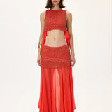 SS26-T-1031-34 raisa_vanessa vivid-pomegranate-pearl-crop-top-with-chiffon-tie-detail