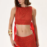 SS26-T-1031-40 raisa_vanessa vivid-pomegranate-pearl-crop-top-with-chiffon-tie-detail