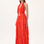SS26-T-1032-36 raisa_vanessa vivid-pomegranate-chiffon-backless-top-with-gold-metal-beadings