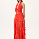 SS26-T-1032-36 raisa_vanessa vivid-pomegranate-chiffon-backless-top-with-gold-metal-beadings