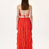 SS26-T-1032-38 raisa_vanessa vivid-pomegranate-chiffon-backless-top-with-gold-metal-beadings