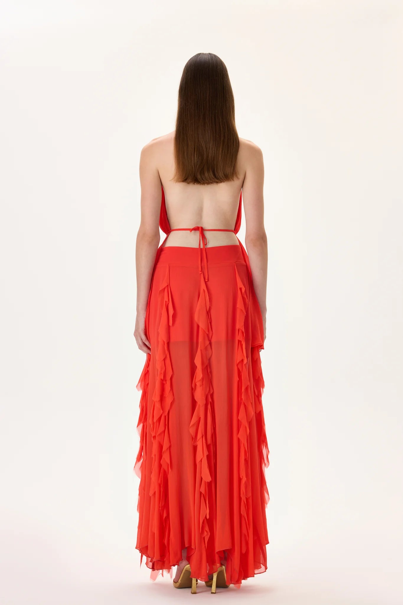 SS26-T-1032-38 raisa_vanessa vivid-pomegranate-chiffon-backless-top-with-gold-metal-beadings