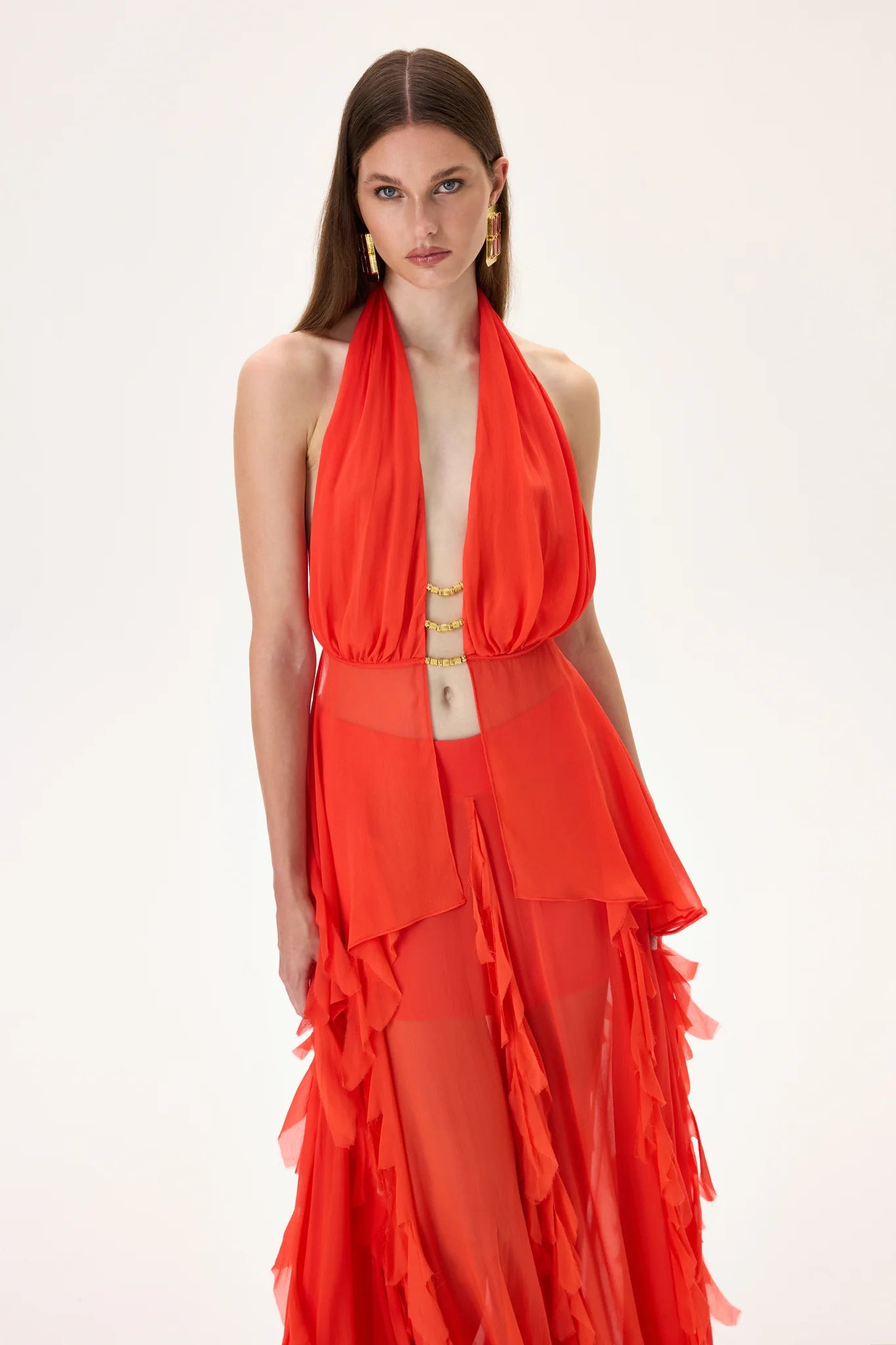 SS26-S-1022-40 raisa_vanessa vivid-pomegranate-chiffon-maxi-skirt-with-laser-cut-overlay