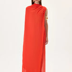 SS26-T-1033-40 raisa_vanessa vivid-pomegranate-chiffon-one-shouldered-cape-top