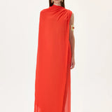 SS26-T-1033-40 raisa_vanessa vivid-pomegranate-chiffon-one-shouldered-cape-top