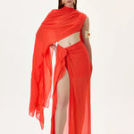 SS26-T-1033-34 raisa_vanessa vivid-pomegranate-chiffon-one-shouldered-cape-top
