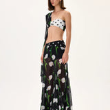SS26-T-1043-36 raisa_vanessa one-sleeved-half-polka-dot-half-flower-printed-chiffon-top