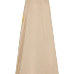 Beige Linen Maxi Skirt With Gold Pattern Detail