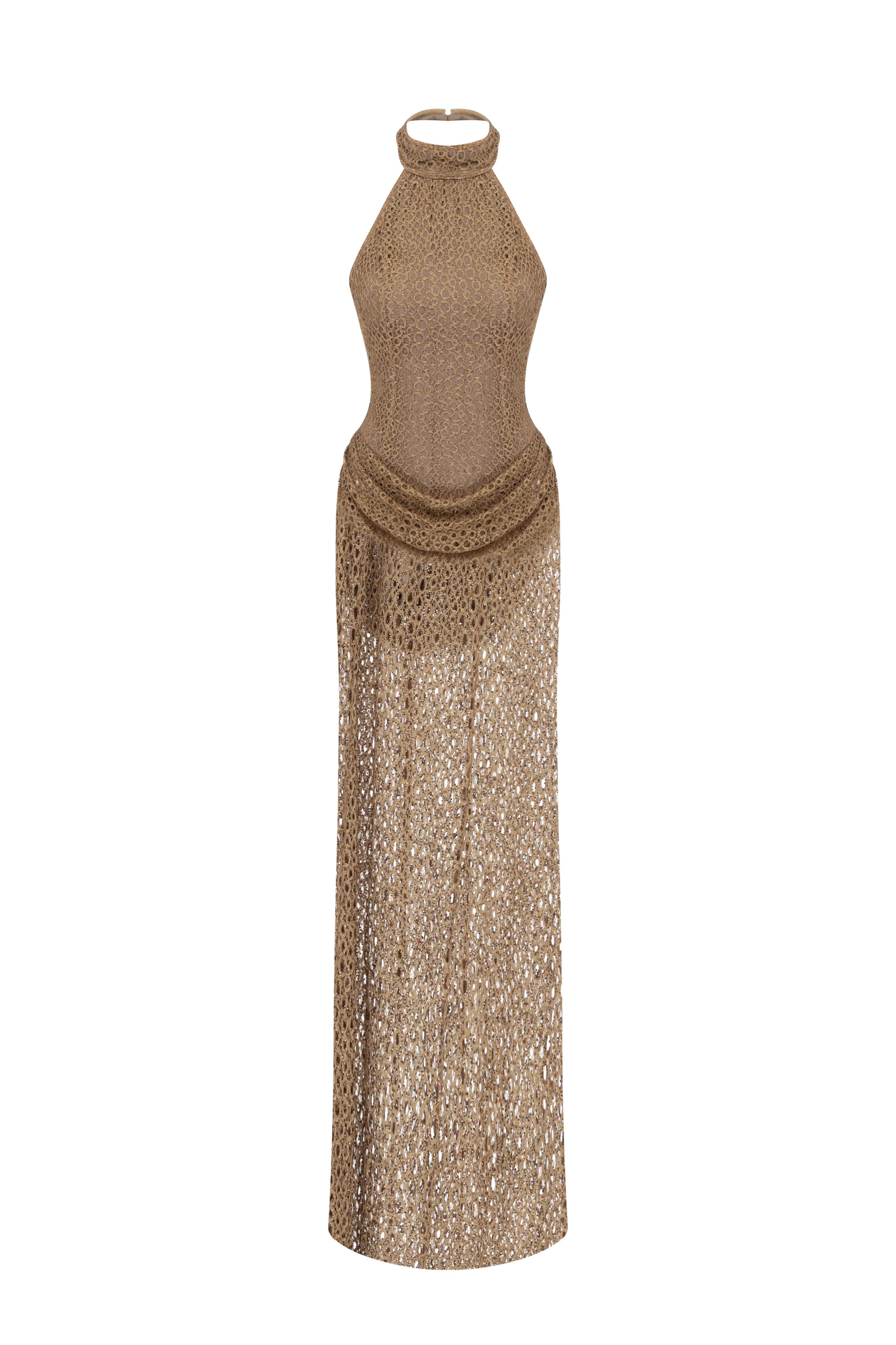 crochet lace halter dress Carried Away Floral Crochet-knit Lace Halter Dress