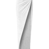 White Buzzy Maxi Skirt with High Slit and Gold Accessory Details