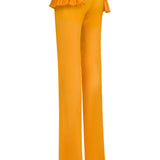 Orange Pants With Ruffle Details