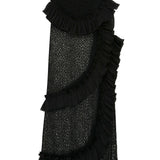 Black Maxi Skirt With Ruffle And Lace Details