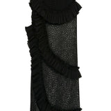 Black Maxi Skirt With Ruffle And Lace Details