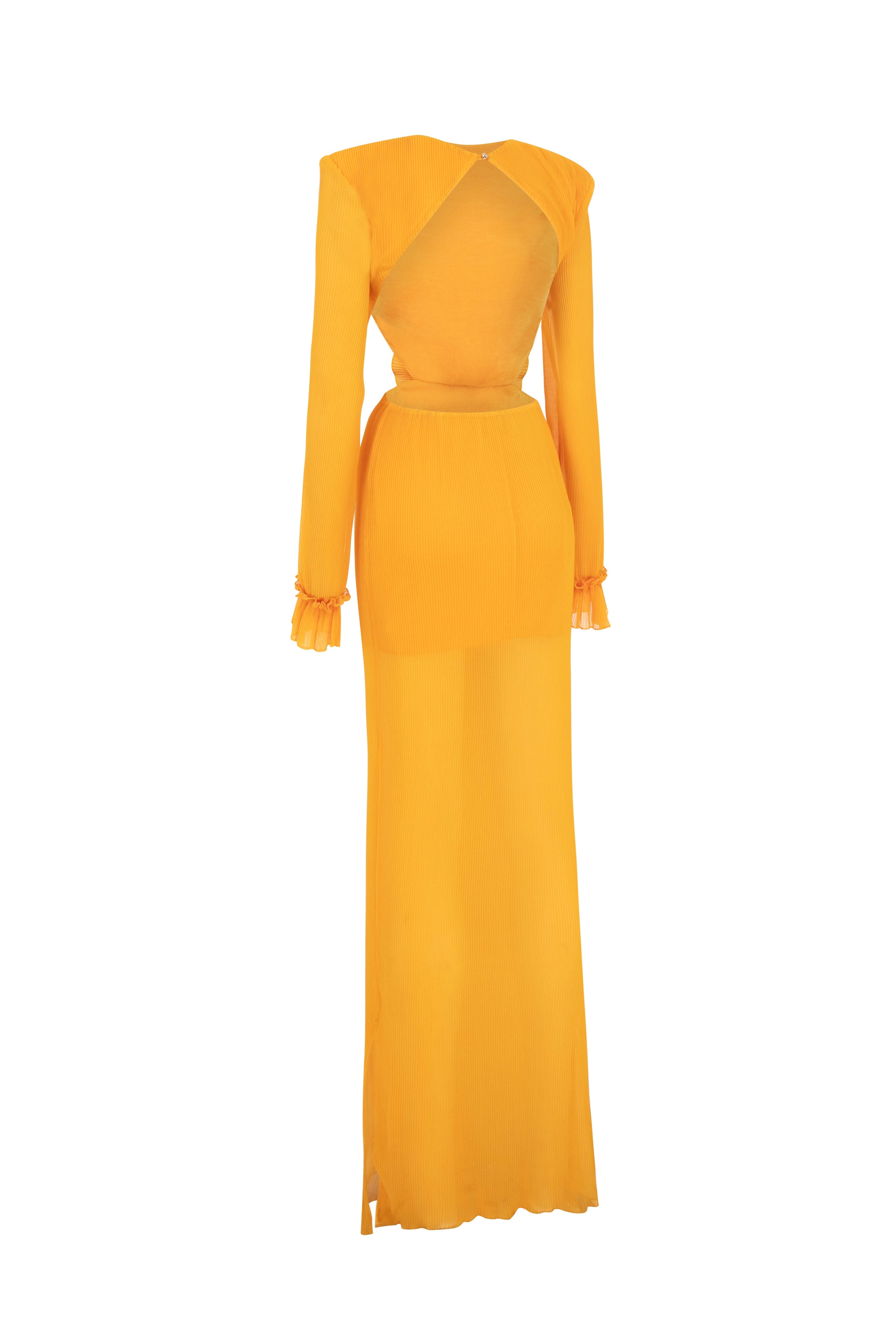 Orange Maxi Dress With Cut Out And Flower Details RAISA VANESSA INT Orange Maxi Dress With Cut Out And Flower Details RAISA VANESSA INT