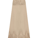 Beige Crochet Maxi Skirt With Lace Details