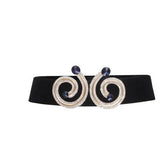 Black Velvet Belt with Crystal Detailed Round
