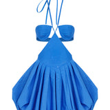 Blue Balloon Faille Mini Dress