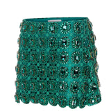 Hand Embroidered Mini Skirt With Crystal-Embellishments