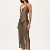 Knitted Khaki See Through Dress