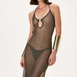 Knitted Khaki See Through Dress