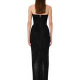Black Pearl Corseted Strapless Gown