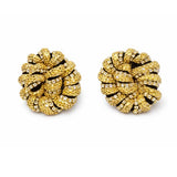 Gold Metal Spiral Knot Earrings with Crystal Details