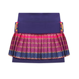 Pleated Wavy Jacquard Mini Skirt with Knit Belt