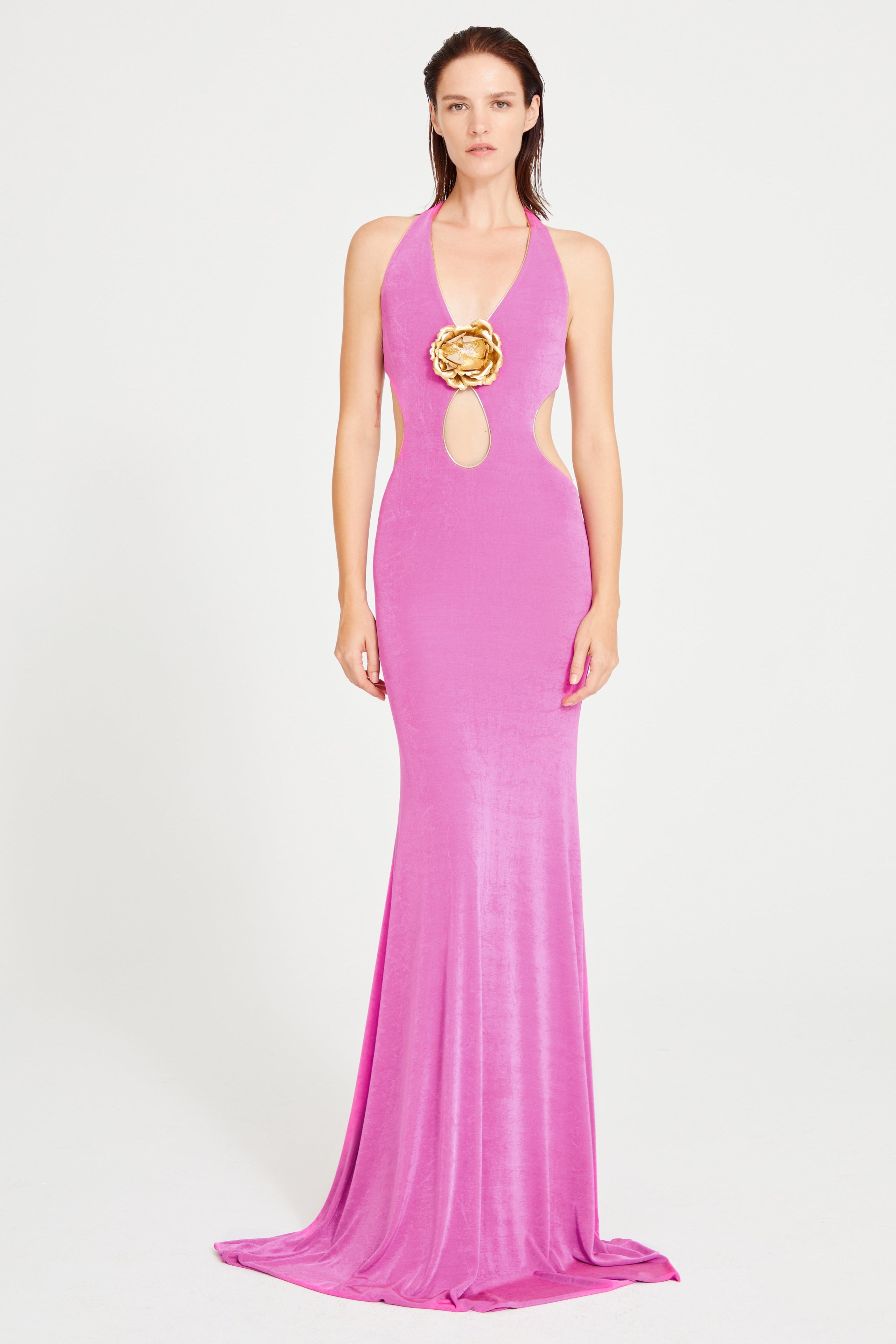 raisa vanessa pink dress Pink Chiffon Mini Dress with Round Sequins RAISA VANESSA INT