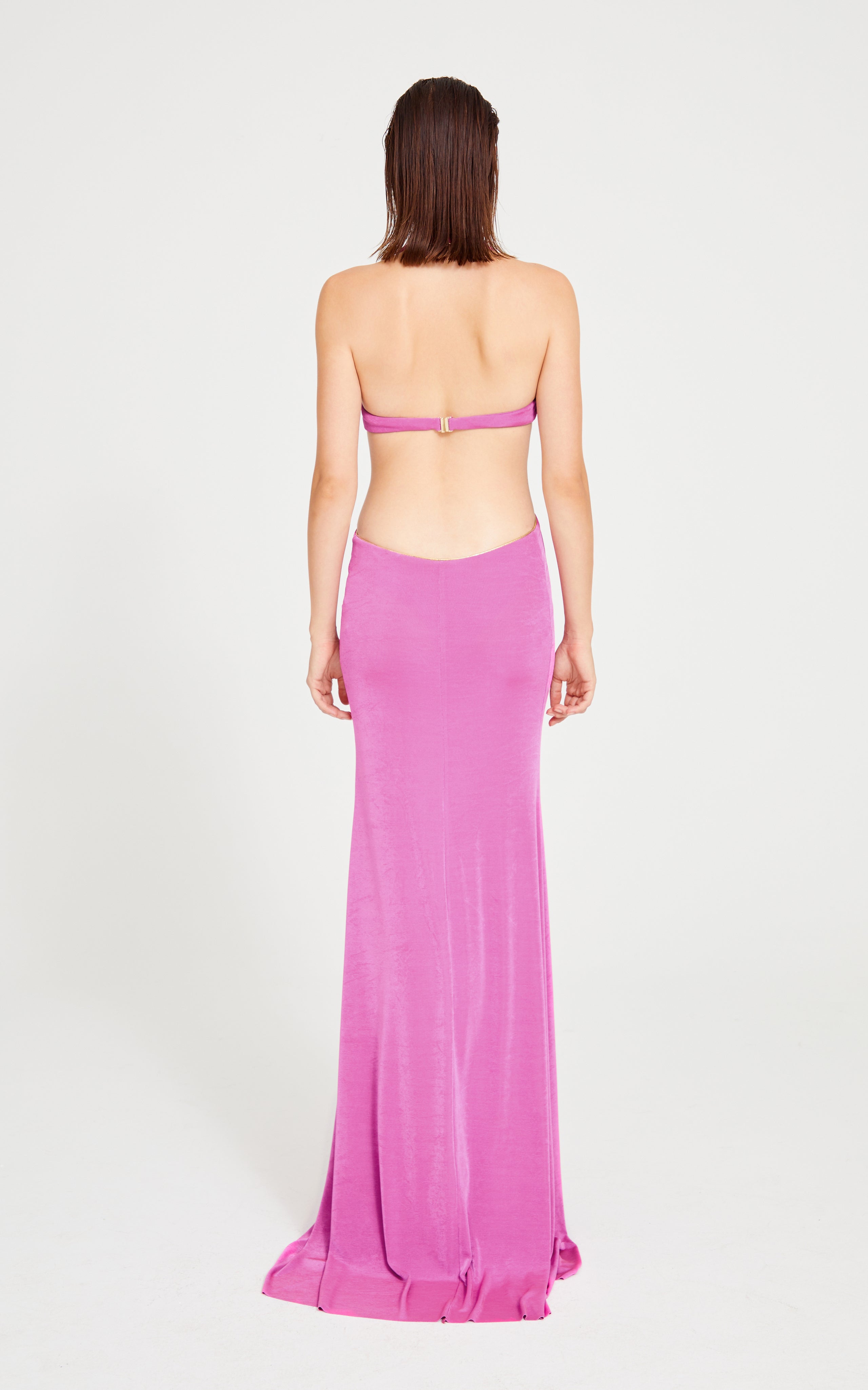 raisa vanessa pink dress Pink Strapless Chiffon Midi Dress with Round Sequins RAISA VANESSA INT