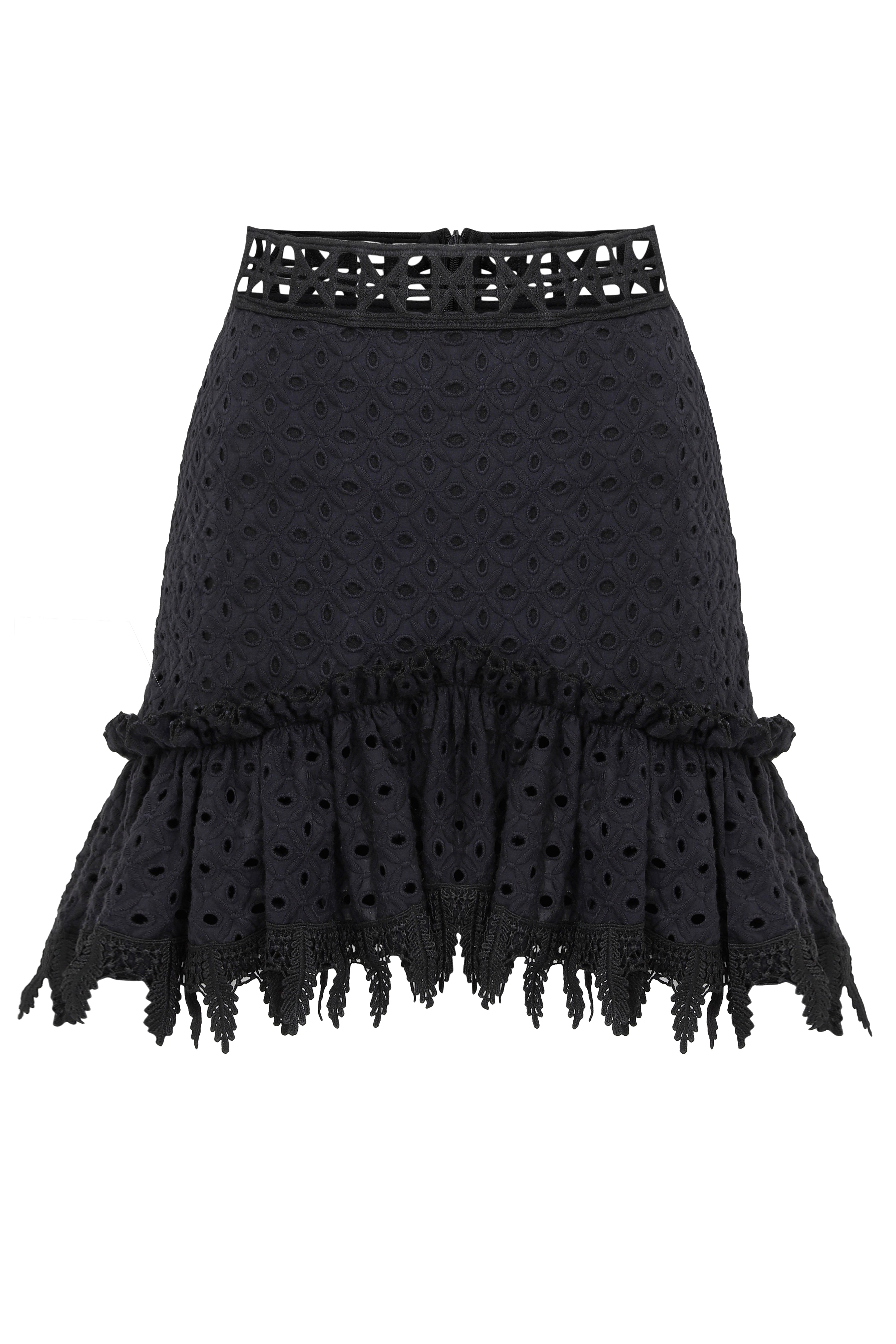 Ruffled Mini Skirt with Leaf Fringes – RAISA VANESSA INT