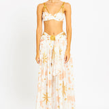 Printed Crop Top with Gold Buckles