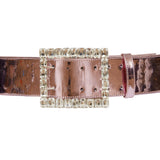 Pink Patent Leather Belt with Silver Stress Buckle