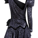 Sequined One Sleeve Dress