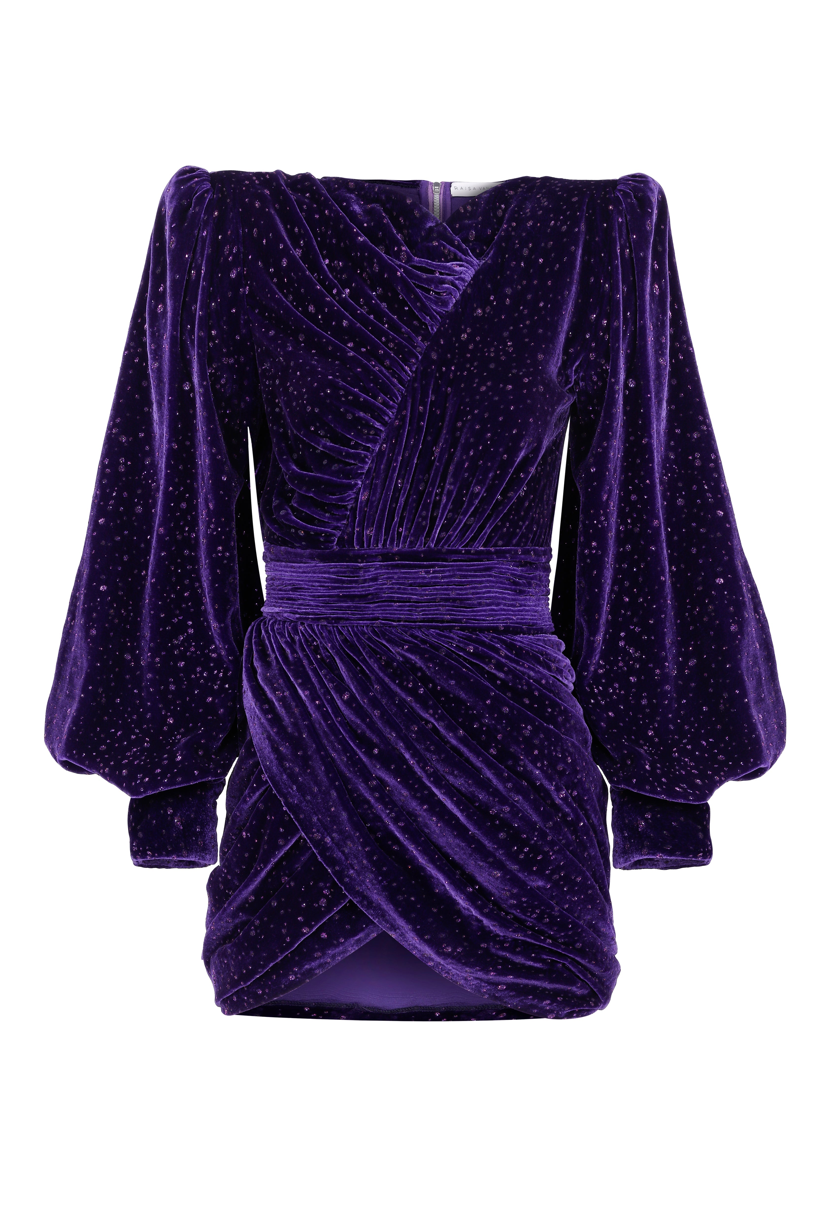 Velvet Glitter Draped Mini Dress RAISA VANESSA INT Velvet Glitter Draped Mini Dress RAISA VANESSA INT