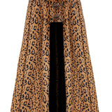 Printed Velvet Maxi Skirt with Middle Slit and Buckle